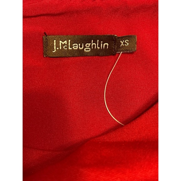 NWT J McLaughlin Tinley Dress Red Boat Neck 3/4 Sleeve Elastic Waist Midi XS - Picture 2 of 8